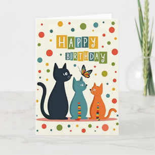 Leuke Vlinder Verjaardagskaart voor Kattenliefhebb Kaart