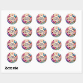 Leuke vlinder verjaardagssticker ronde sticker (Vel)