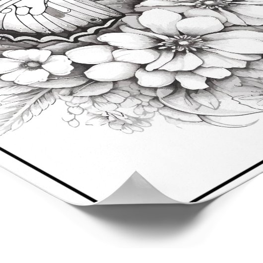 Leuke Vlinders/Bloemen Kleuren Poster (Hoek)