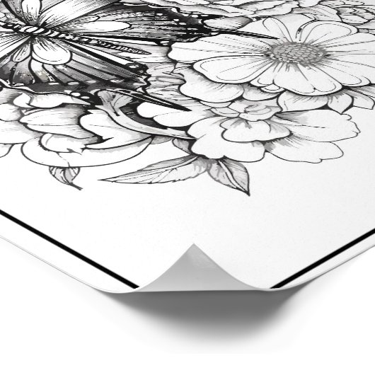 Leuke Vlinders/Bloemen Kleuren Poster (Hoek)