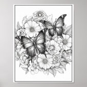 Leuke Vlinders/Bloemen Kleuren Poster (Voorkant)