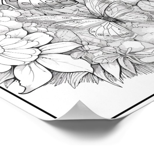 Leuke Vlinders/Bloemen Kleuren Poster (Hoek)