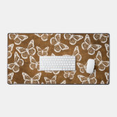 Leuke vlinders Elegant Chique Patroon Bruin Wit Bureaumat (Keyboard & Muis)