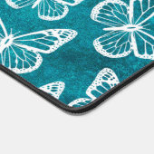 Leuke vlinders Elegant Patroon  Wit Blauwgroen Bureaumat (Hoek)