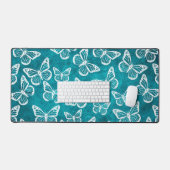 Leuke vlinders Elegant Patroon Wit Blauwgroen Bureaumat (Keyboard & Muis)