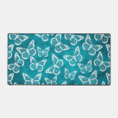 Leuke vlinders Elegant Patroon Wit Blauwgroen Bureaumat (Voorkant)