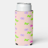 Leuke vlinders en bloemen patroon op roze seltzer blikjeskoeler (Seltzer Voorkant)