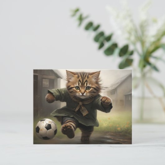 Leuke Voetbal Kat Briefkaart (Staand voorkant)