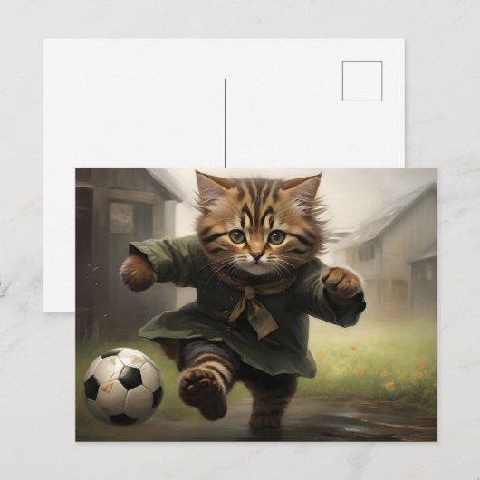Leuke Voetbal Kat Briefkaart (Voorkant / Achterkant)