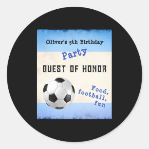 Leuke Voetbal Kids Feestje Blauwe Eregast Ronde Sticker