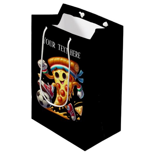 Leuke voetbal pizzafeestje  medium cadeauzakje (Voorkant Gekanteld)