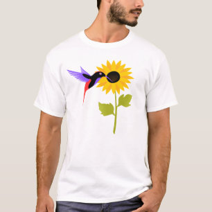 Leuke vogel en bloem T-shirt ontwerp