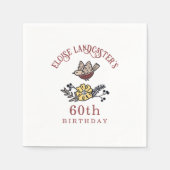 Leuke vogel en bloemen gepersonaliseerde verjaarda servet (Voorkant)