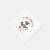 Leuke vogel en bloemen gepersonaliseerde verjaarda servet (Hoek)