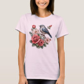Leuke vogel en bloemen t-shirt (Voorkant)