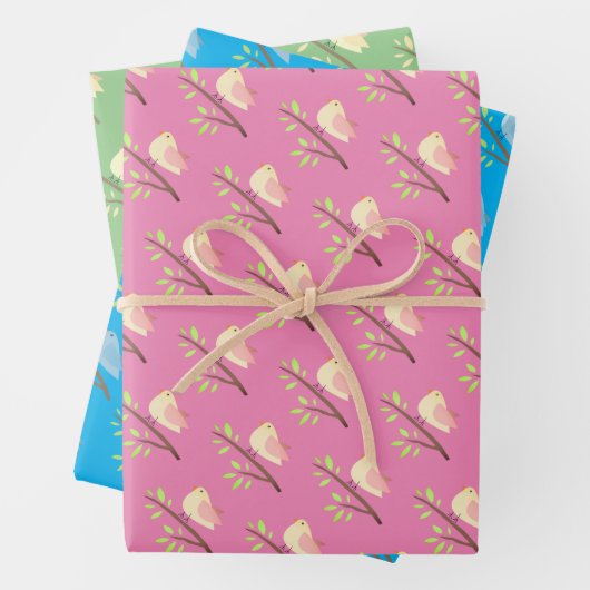 Leuke vogel op een tak Wrapping Paper Sheets (In situ)