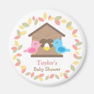 Leuke vogelhuisje bladeren krans vogel Baby shower Magneet