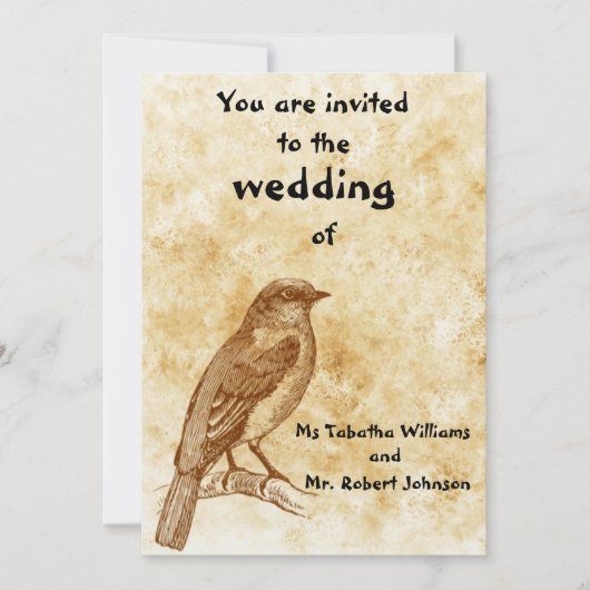 Leuke  Vogelontwerp Bruiloft Uitnodiging (Voorkant)