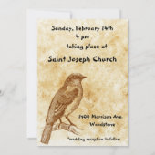 Leuke  Vogelontwerp Bruiloft Uitnodiging (Achterkant)