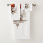 Leuke vogelrode robin in de waterverf bad handdoek (Insitu)