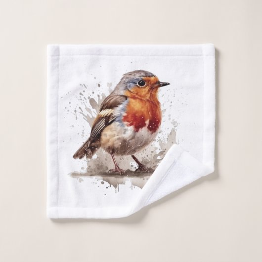 Leuke vogelrode robin in de waterverf bad handdoek (Wasdoekje)