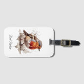 Leuke vogelrode robin in de waterverf bagagelabel (Voorkant (horizontaal))