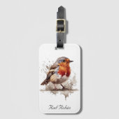 Leuke vogelrode robin in de waterverf bagagelabel (Voorkant (verticaal))