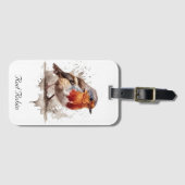 Leuke vogelrode robin in de waterverf bagagelabel (Voorkant (horizontaal))