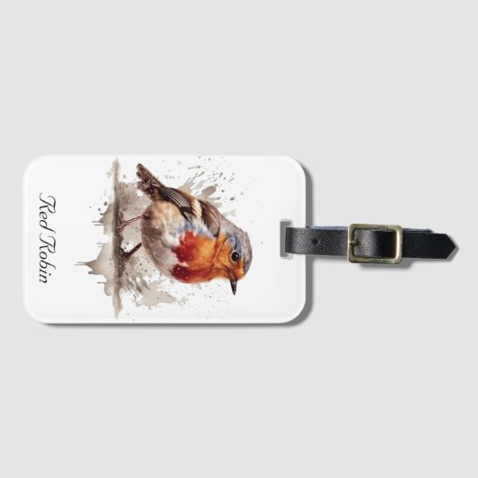 Leuke vogelrode robin in de waterverf bagagelabel (Voorkant (horizontaal))
