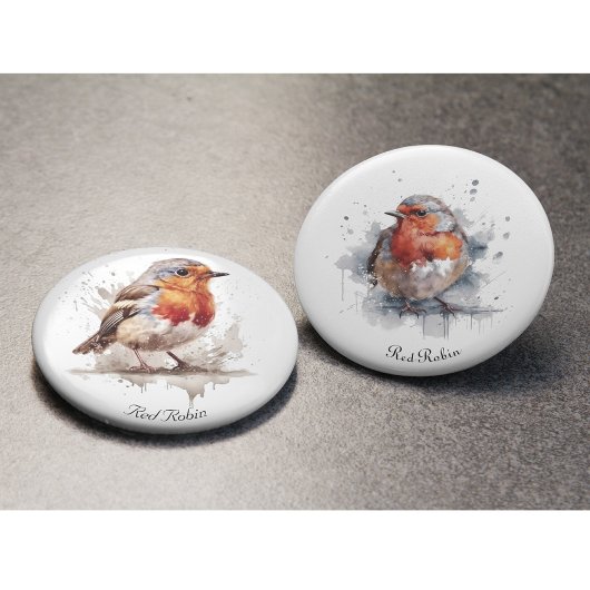 Leuke vogelrode robin in de waterverf button flesopener