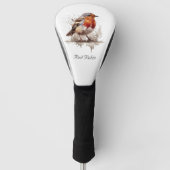 Leuke vogelrode robin in de waterverf golfheadcover (Voorkant)