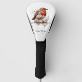 Leuke vogelrode robin in de waterverf golfheadcover (Voorkant)