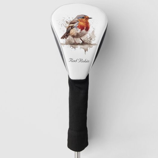 Leuke vogelrode robin in de waterverf golfheadcover (Voorkant)