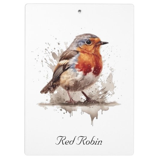 Leuke vogelrode robin in de waterverf klembord (Achterkant)