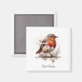 Leuke vogelrode robin in de waterverf magneet (Voorkant / Achterkant)