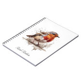 Leuke vogelrode robin in de waterverf notitieboek (Linkerzijde)