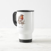 Leuke vogelrode robin in de waterverf reisbeker (Voorkant links)