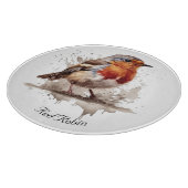 Leuke vogelrode robin in de waterverf snijplank (Hoek)