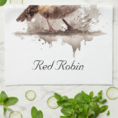 Leuke vogelrode robin in de waterverf theedoek (Gevouwen)