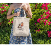 Leuke vogelrode robin in de waterverf tote bag