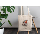 Leuke vogelrode robin in de waterverf tote bag