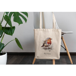 Leuke vogelrode robin in de waterverf tote bag