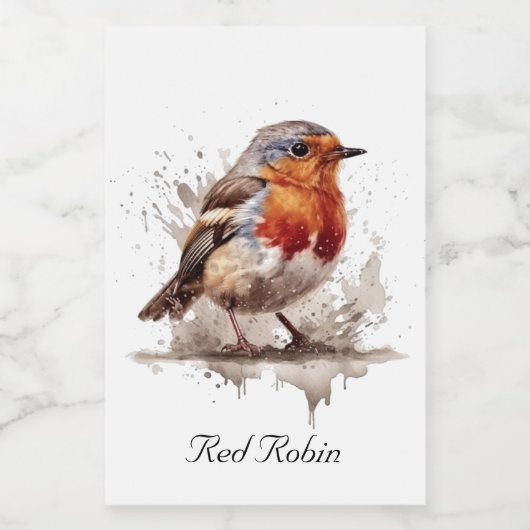 Leuke vogelrode robin in de waterverf voedselcontainer etiket (Enkel label)