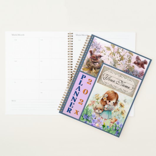 Leuke Vogels, Bloemen, Meisje & puppies Planner (Display)