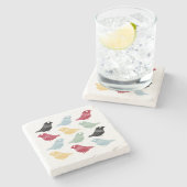 Leuke vogels Deense moderne retro kleurrijk midden Stenen Onderzetter (Zijkant)