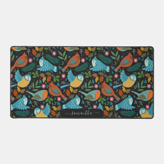 Leuke vogels en bloemen patroon bureaumat (Voorkant)