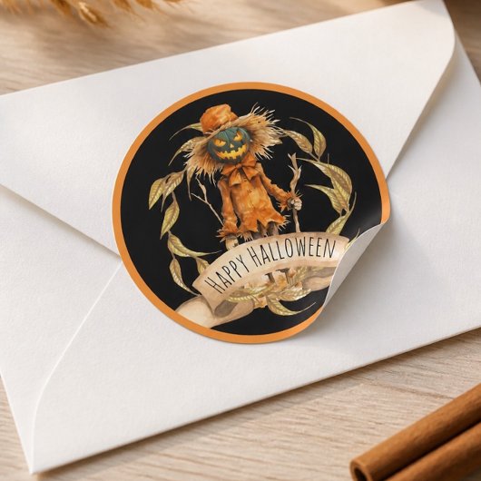 Leuke vogelverschrikker Gelukkig Halloween Sticker