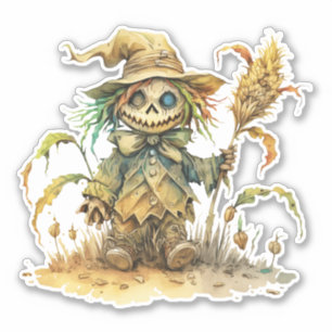 Leuke vogelverschrikker, Halloween pompoen, Sticke Sticker