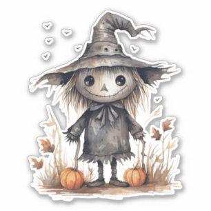 Leuke vogelverschrikker, Halloween pompoen, Sticke Sticker