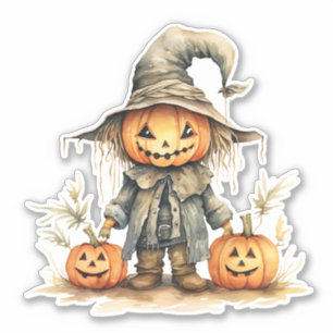 Leuke vogelverschrikker, Halloween pompoen, Sticke Sticker